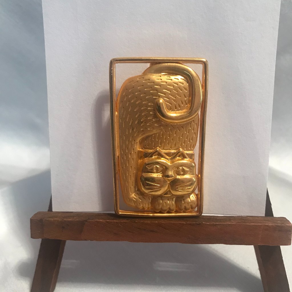 Vintage Jj Jonette Gold Cat In Frame 15$